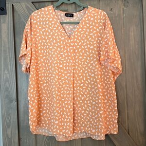 Spin USA Orange and White Patterned Blouse size 1XL NWOT